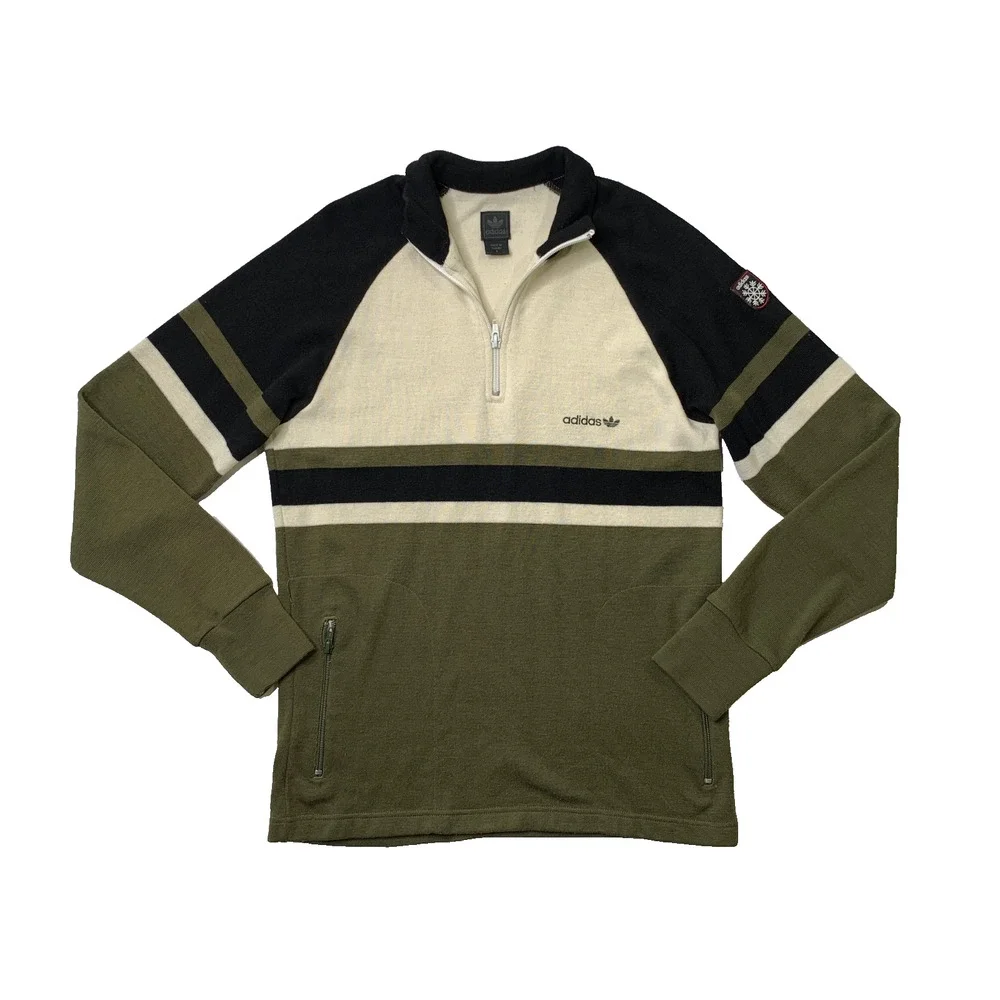 Vintage Adidas Sweater Mens S Small Quarter Zip Long Sleeve Pullover Patch Logo